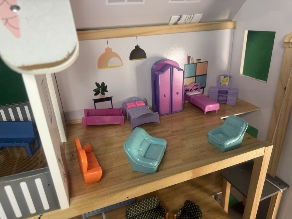 casa delle bambole legno con mobili - Immagine 4 di 4