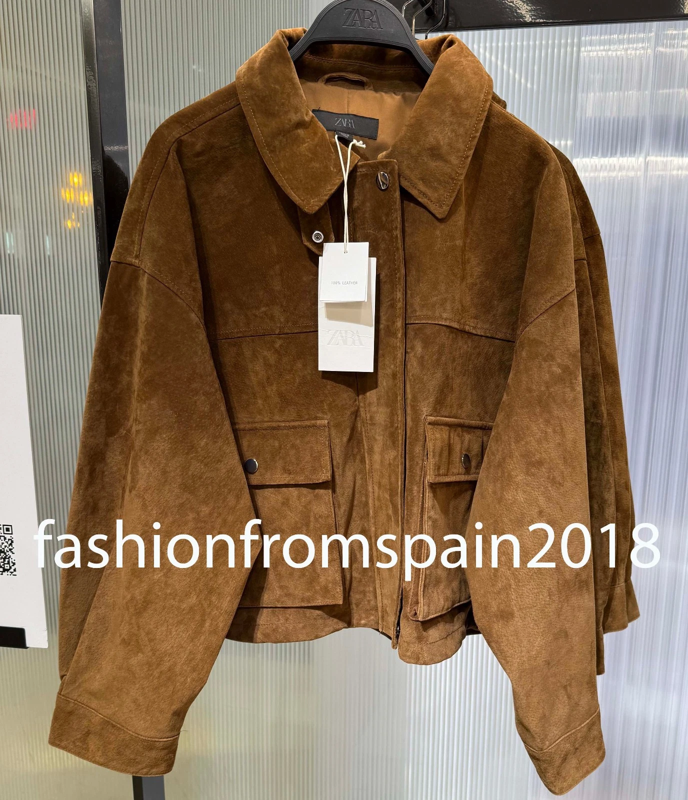 ZARA NEW WOMAN 100% LEATHER BOMBER JACKET WHISKEY XS-XL 3046/433/776
