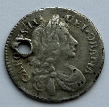 1674 Charles II Silver Maundy Penny  Coin holed