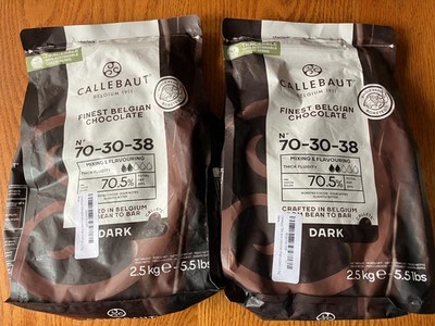 lot of 2 2.5kg/5.5lb bags callebaut finest belgian chocolate 70-30-38 dark