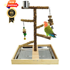 Tfwadmx Bird Perch Natural Wood Stand Toy 13.5 x 9.5 x inches, Brown