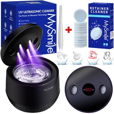 MySmile UV Ultrasonic Retainer with Timer 45 kHz Portable Sonic Cleaner Pod