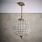 Round Chandelier Pendant with Crystal like Acrylic Glass in an Antique Brass