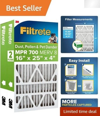 Electrostatic 16x25x4 Air Filter MPR 700, MERV 8 - Enhances Indoor Air Quality