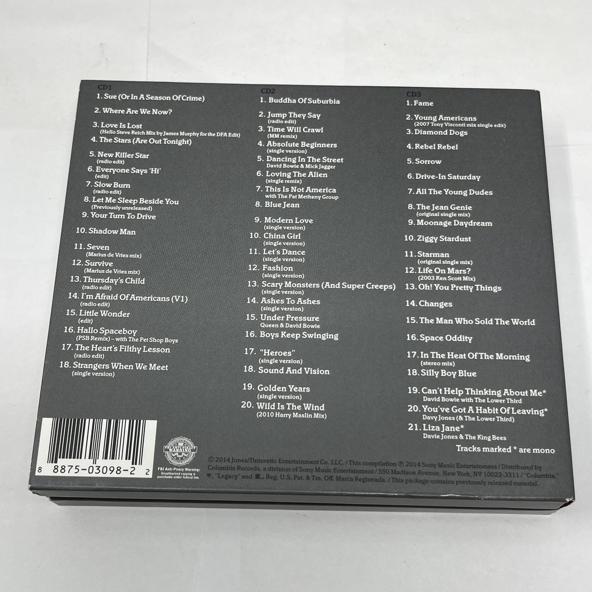 David Bowie Nothing Has Changed 3CD Deluxe Edition Box Set