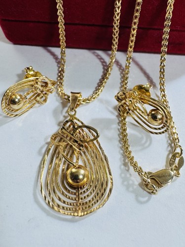18K 750 Gold Foxtail Chain Butterfly Earring & Necklace 15.5”/16” long 2mm 6.5g - Picture 20 of 24