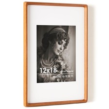 12x18 Teak Wood Picture Frame, HD Tempered Glass, USA, Horizontal/Vertical Displ