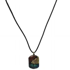 Handcrafted Dichroic Glass Pendant Black Cord Necklace Fashion Jewelry Women 