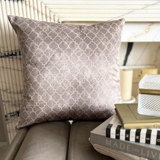 Beige Decorative Throw Pillow Cover Velvet Geometric - Nour Beige