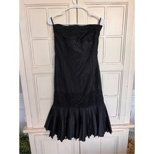 Banana Republic size 4 black strapless taffeta dress pleated & lace details