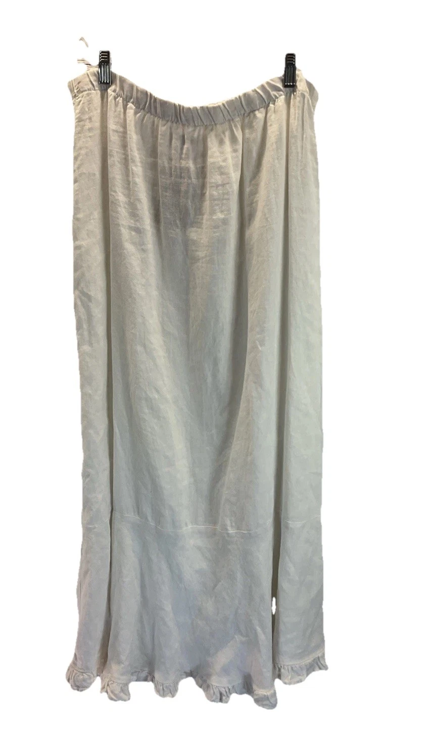 NEW La Fixsun White 100% Linen Maxi Skirt Ruffled Flowy neutral artsy size XL