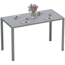 HOMCOM Modern Rectangular 4 Seater Dining Table with Tempered Glass Top
