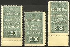 Superbes Colis Postaux d'Algérie n°s 43Ba, 43Ca et 43Da "1F50, 2F et 2F25 vert,