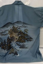 Japanese Kimono Happi Coat Landscape print Length 83cm Material Polyester