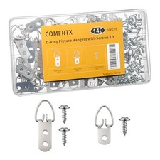  2 Sizes, 140PCS D-Ring Picture Hangers with Screws Kit   40 Single Hole  20