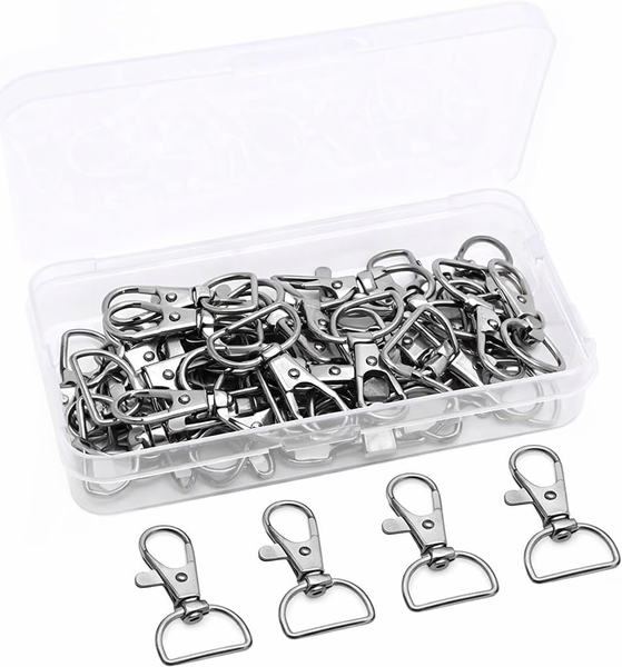 40 StüCk SchlüSselanhäNger Karabiner Metall, 360° Karabinerhaken (Grau)-image