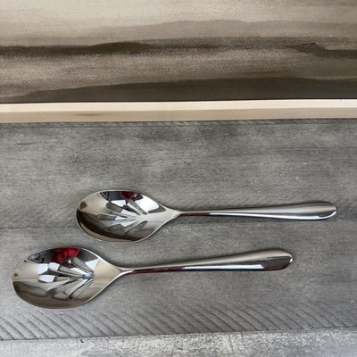 Williams Sonoma Robert Welch Kingham Slotted Spoons Set/2 Scuffed Read