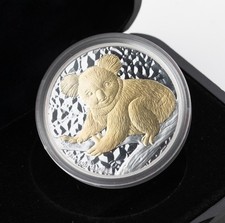 2009 Australia 1oz Fine Silver Dollar - 24K Gold Gilded Koala - 123B