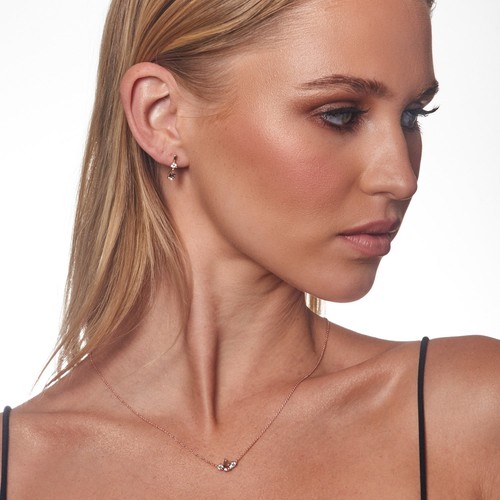 0.16ct HI I1 Diamond & Morganite Necklace 45cm in 9K Rose Gold - Picture 3 of 4