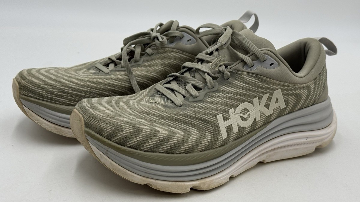 Hoka One Gaviota 5 Athletic Running Shoe Barley Oat Milk Green Men's Size 10.5 D View 3