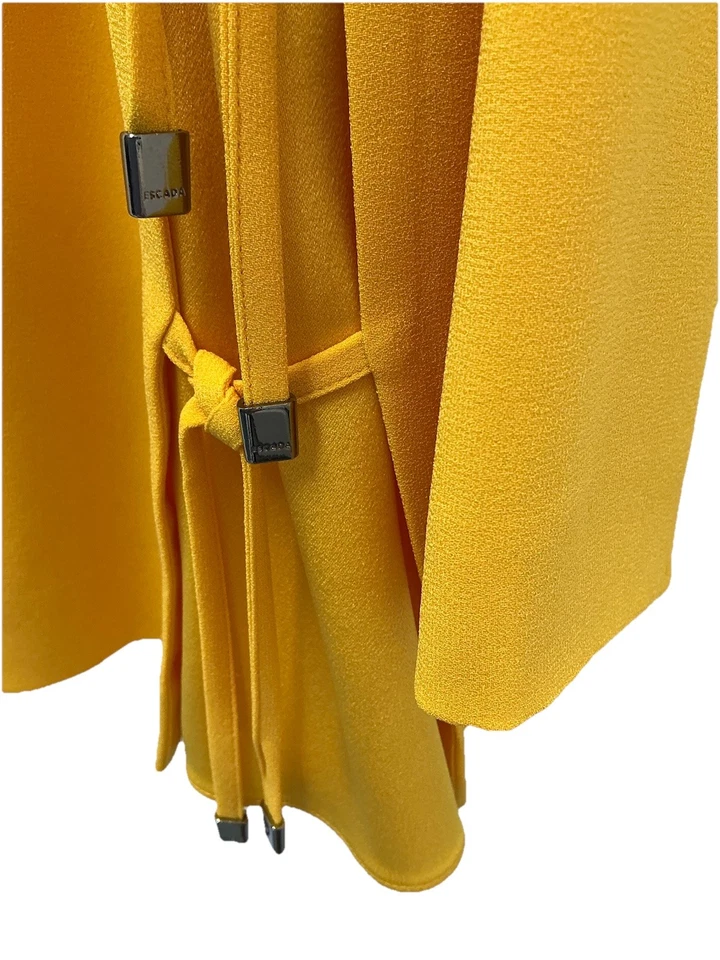 Blusa túnica Escada talla 44 (L/XL) amarilla cuello en V lados divididos con lazos  Foto 3 de 4