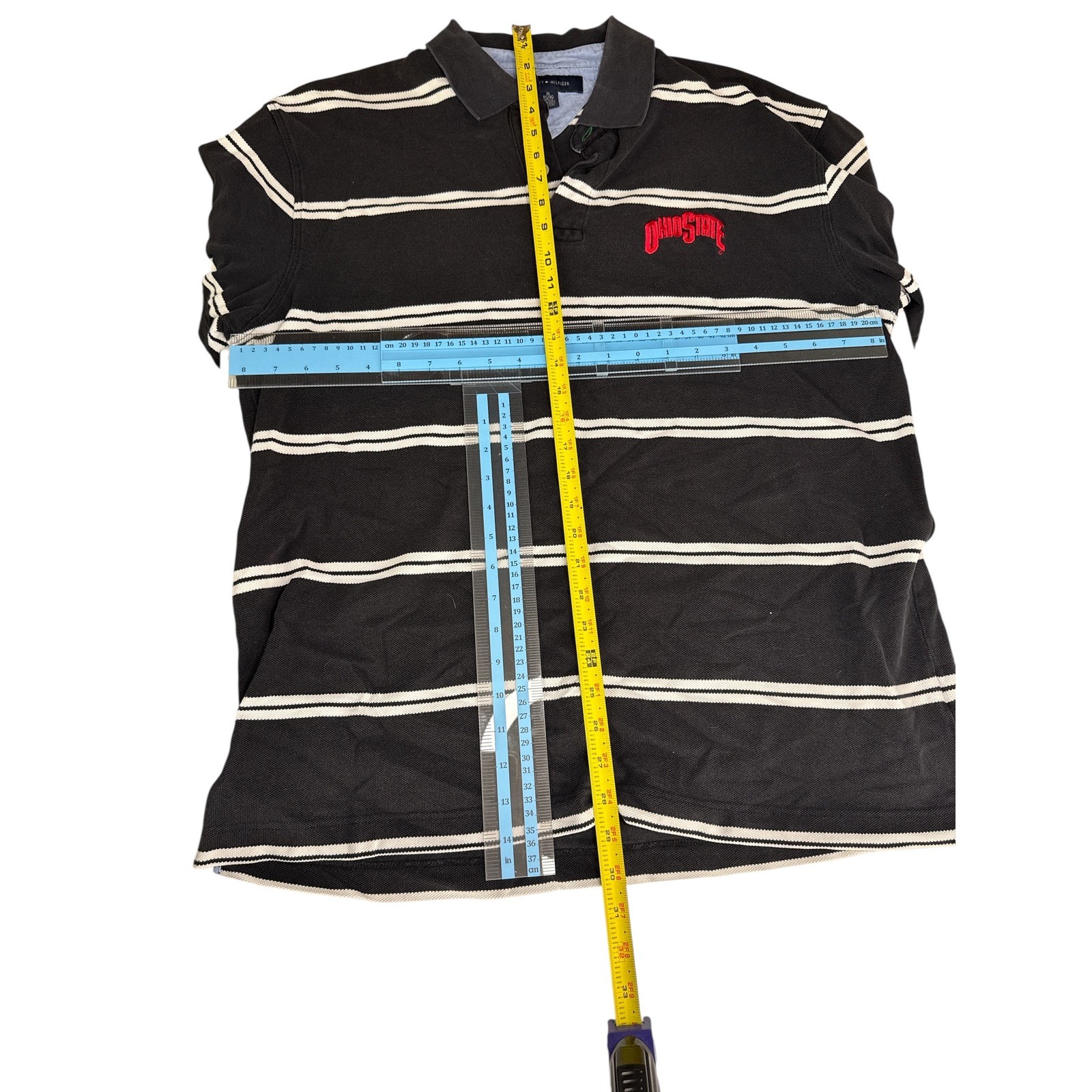 Tommy Hilfiger Ohio State Striped Polo Shirt Mens XL Embroidered Collegiate thumbnail 8