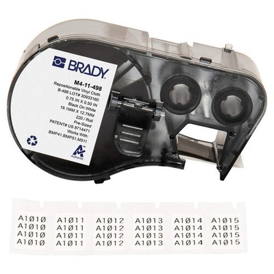 BRADY M4-11-498 Precut Label Roll Cartridge,Vinyl,White 808D78
