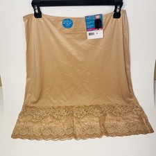 Vanity Fair Radiant Collection Half Slip Women Size 2XL 22" Beige Floral Lace