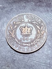 1880 Newfoundland Canada Large One Cent 1 Penny Victoria
