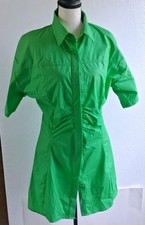 SHEIN Womens Green Floral Button up  Short Sleeve  Dress 