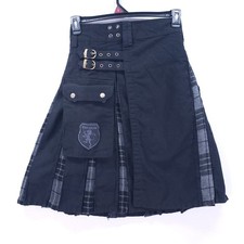 DSS Kilts Black Tartan Plaid Utility Kilt Men's Size 30 Scottish Pleated Cargo