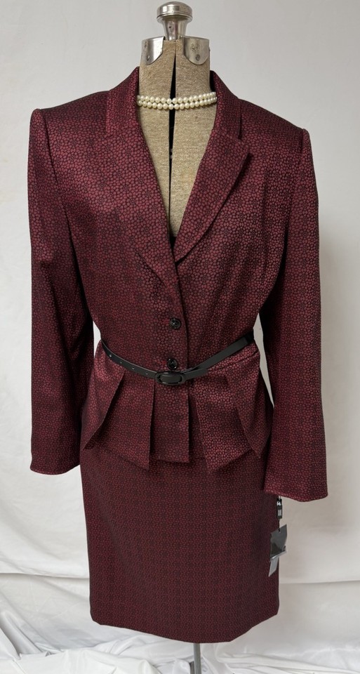 Suite Asl NEW Tahari ASL Skirt Suit Size 14 Two Piece Set Bonus Belt Assertive ...