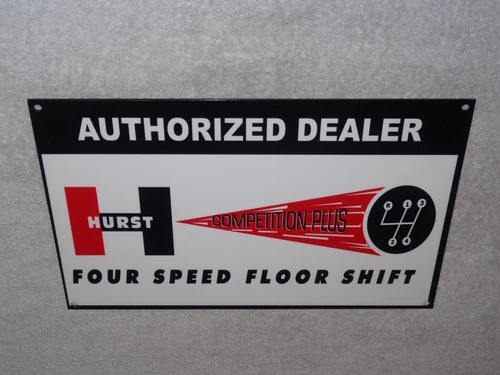 VINTAGE HURST COMPETITION PLUS 4 5 SPEED SHIFTER 12" METAL CAR GASOLINE OIL SIGN