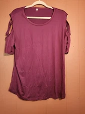 Shein Woman's 2XL Purple Cold Shoulder Short Sleeve Lightweight Tunic Top