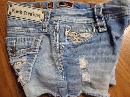 Stretch ROCK REVIVAL FAY LIGHT ACID WASH VERZIERT BESTICKT SHORTS Gr. 26 - Bild 6 von 6