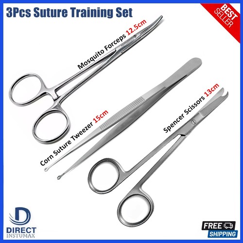 Medical Skin Suture Practice Wound Simulated For Training Kit Scissors Tweezers - Picture 10 of 12