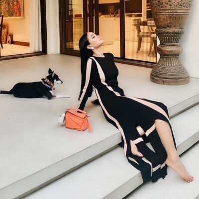 【LOEWE】Embroidered striped ribbed stretch-cotton mididress Rent Buy Loewe Stripe Rib Knit Dress | MY WARDROBE HQ