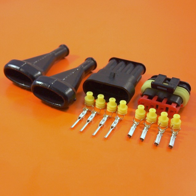 AMP 4 Way Superseal Electrical Waterproof Connector With Boots - 0.5-1.5mm Wire AMP 4 Way Superseal Electrical Waterproof Connector With Boots - 0.5-1.5mm Wire