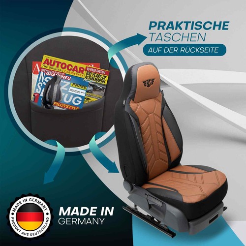 Fundas de asiento de autocaravana adecuadas para Ponseele V650 (negro-marrón) - Imagen 7 de 12