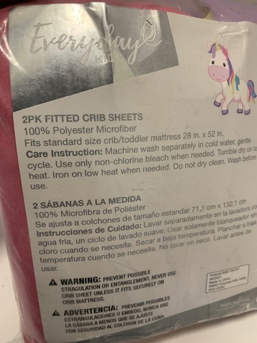 Everyday Kids Fitted Crib Sheets Microfiber Baby Sheet 2Pack 28in x 52in Unicorn - Picture 4 of 5