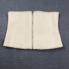 Yianna Corset Women 2XL Beige Nude Latex Cotton Blend Lined Waist Trainer Cinch