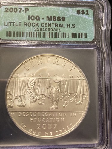 2007 P Little Rock Silver Dollar ICG MS69 Desegregation Commemorative Unc - Picture 4 of 8