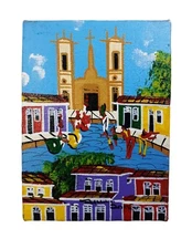 *HH* Naive Canvas Painting South American Brazil Square Canvas Brazil Signed