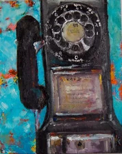 ACEO ATC Signed Print “Phone A Friend” Still Life Art Card Artist Trading Card