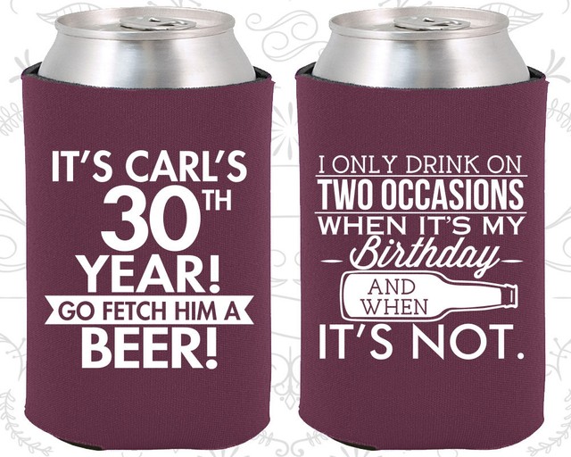 Personalized 30th Birthday Party Favors Koozies (20170) Beer Birthday