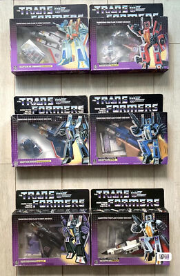G1 Reissue Starscream/Skywarp/Thundercracker/Ramjet/Thrust/Dirge Neu Originalverpackt