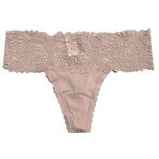 NWT AERIE Thong Sz M-L-XL-XXL Pink Satin Lace