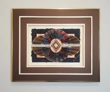 Vtg G. Lauaue Signed Shadowbox Art Sculpture Mixed Media Abstract Paper Folds 3D