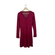 Toad & Co Medium Finlay Dress Red Long Sleeve Tencel Blend Travel Womens