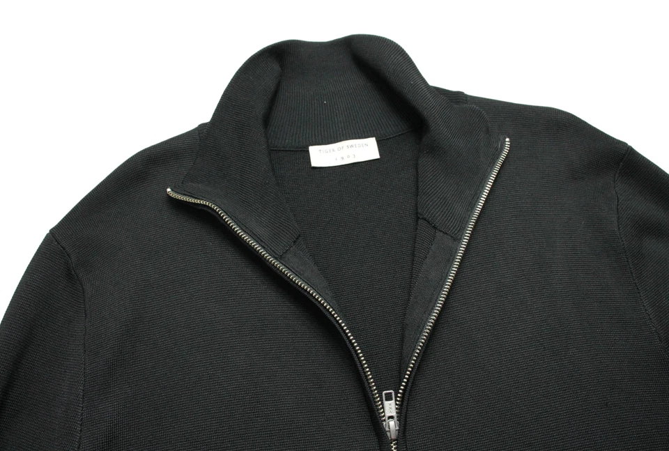 Pullover Tiger Of Sweden Norwyn Hombre Pequeño Cremallera Soporte Cuello Negro Foto 4 de 4